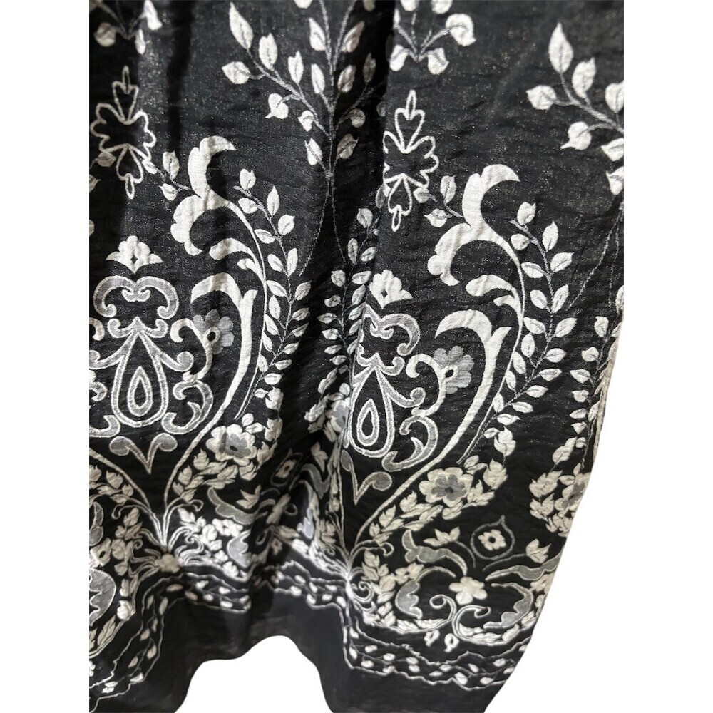 MSK Dress Womens XL Strapless Black & White Shimmer Floral Paisley Babydoll - Picture 4 of 8